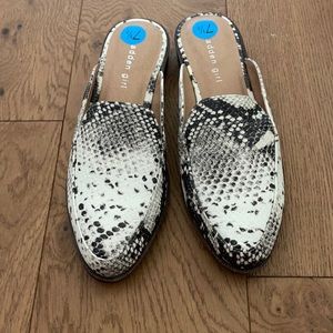 Madden Girl snakeprint mules